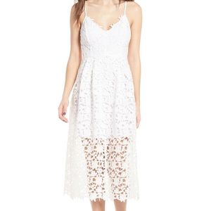 Astr White Lace Midi Dress